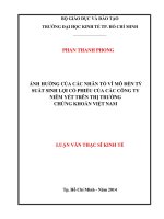 Ảnh hưởng của các nhân tố vĩ mô đến tỷ suất sinh lợi cổ phiếu của các công ty niêm yết trên thị trường chứng khoán việt nam 