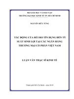 Tác động của rủi ro tín dụng đến tỷ suất sinh lợi tại các ngân hàng thương mại cổ phần việt nam 