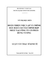 Hoàn thiện việc lập và trình bày báo cáo tài chính hợp nhất tại công ty cổ phần hùng vương 