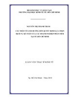Các nhân tố ảnh hưởng đến quyết định lựa chọn dịch vụ kế toán của các doanh nghiệp phần mềm tại tp  hồ chí minh 
