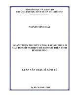 Hoàn thiện tổ chức công tác kế toán tại các doanh nghiệp chế biến gỗ trên tỉnh bình dương 