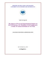 The impact of perceived organizational support on job performance, the medication of job engagement  a study of commercial banks in vietnam luận văn thạc sĩ 