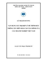 Vận dụng giá trị hợp lý để trình bày thông tin trên báo cáo tài chính của các doanh nghiệp việt nam 