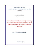 Phân tích các nhân tố tác động đến nợ xấu tại ngân hàng nông nghiệp và phát triển nông thôn việt nam chi nhánh đồng nai 