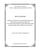 Nghiên cứu những yếu tố ảnh hưởng đến quyết định sử dụng internet banking tại ngân hàng nông nghiệp và phát triển nông thôn chi nhánh khu công nghiệp tân tạo TP HCM 