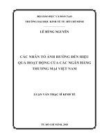 Các nhân tố ảnh hưởng đến hiệu quả hoạt động của các ngân hàng thương mại việt nam 
