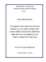 Xác định và đo lường mức độ ảnh hưởng của các nhân tố đến chất lượng thông tin kế toán trình bày trên báo cáo tài chính của các công ty niêm yết ở việt nam 