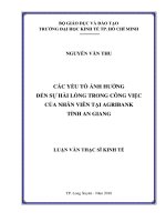Các yếu tố ảnh hưởng đến sự hài lòng trong công việc của nhân viên tại agribank tỉnh an giang 