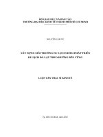 Xây dựng môi trường du lịch nhằm phát triển du lịch đà lạt theo hướng bền vững , luận văn thạc sĩ 