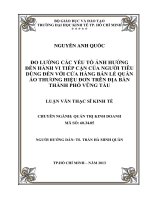 Đo lường các yếu tố ảnh hưởng đến hành vi tiếp cận của người tiêu dùng đến với cửa hàng bán lẻ quần áo thương hiệu đơn trên địa bàn thành phố vũng tàu 