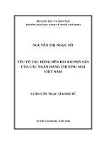 Yếu tố tác động đến rủi ro phá sản của các ngân hàng thương mại việt nam 
