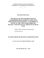 The role of transformational leadership behaviors in affective employee engagement, an empirical study in the two industries of retail and financial services in HCM city 