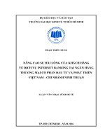 Nâng cao sự hài lòng của khách hàng về dịch vụ internet banking tại ngân hàng thương mại cổ phần đầu tư và phát triển việt nam   chi nhánh ninh thuận 