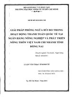 Giải pháp phòng ngừa rủi ro trong hoạt động thanh toán quốc tế tại ngân hàng nông nghiệp và phát triển nông thôn việt nam chi nhánh tỉnh đồng nai 