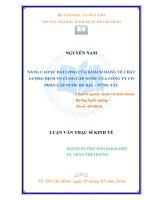 Nâng cao sự hài lòng của khách hàng về chất lượng dịch vụ cung cấp nước của công ty cổ phần cấp nước bà rịa   vũng tàu 