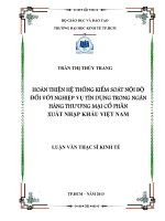 Hoàn thiện hệ thống kiểm soát nội bộ đối với nghiệp vụ tín dụng trong ngân hàng thương mại cổ phần xuất nhập khẩu việt nam 
