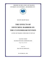 The effects of switching barrier on the customer retention, a study of ceramic companies in vietnam 