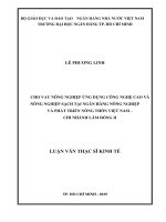 Cho vay nông nghiệp ứng dụng công nghệ cao và nông nghiệp sạch tại ngân hàng nông nghiệp và phát triển nông thôn việt nam   chi nhánh lâm đồng II​ 