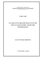 Các nhân tố tác động đến hành vi tuân thủ thuế của doanh nghiệp   trường hợp tỉnh bình dương 