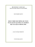 Hoàn thiện hệ thống dự toán ngân sách tại công ty cổ phần dệt gia dụng phong phú 
