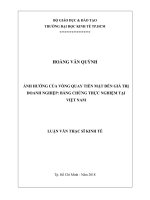 Ảnh hưởng của vòng quay tiền mặt đến giá trị doanh nghiệp bằng chứng thực nghiệm tại việt nam 