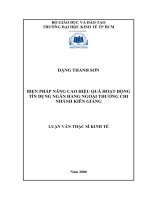 Biện pháp nâng cao hiệu quả hoạt động tín dụng ngân hàng ngoại thương chi nhánh kiên giang 