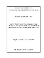 Phân tích ảnh hưởng của quản trị lợi nhuận đến quyết định của nhà đầu tư   bằng chứng thực nghiệm tại việt nam 