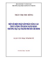 Một số biện pháp góp phần nâng cao chất lượng tín dụng ngân hàng thương mại tại thành phố hồ chí minh 