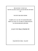 Nghiên cứu các yếu tố ảnh hưởng đến động lực đầu tư căn hộ của khách hàng tại thành phố hồ chí minh 