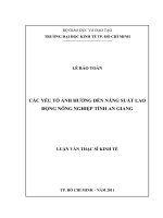 Các yếu tố ảnh hưởng đến năng suất lao động nông nghiệp tỉnh an giang 