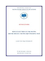 Định giá đất theo giá thị trường khi thu hồi đất trường hợp tỉnh đồng tháp 