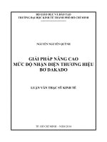 Giải pháp nâng cao mức độ nhận diện thương hiệu bơ dakado 