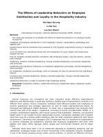 The effects of leadership behaviors on employee satisfaction and loyalty in the hospitality industry 