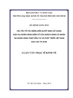Các yếu tố tác động đến quyết định sử dụng dịch vụ ngân hàng điện tử của khách hàng cá nhân tại ngân hàng thương mại cổ phần đầu tư và phát triển việt nam khu vực TPHCM 