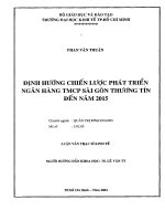 Định hướng chiến lược phát triển ngân hàng TMCP sài gòn thương tín đến năm 2015  luận văn thạc sĩ 