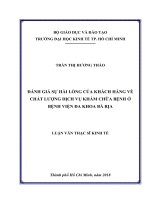Đánh giá sự hài lòng của khách hàng về chất lượng dịch vụ khám chữa bệnh của bệnh viện đa khoa bà rịa 