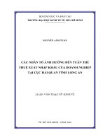 Các nhân tố ảnh hưởng đến tuân thủ thuế XNK của doanh nghiệp tại cục hải quan tỉnh long an 