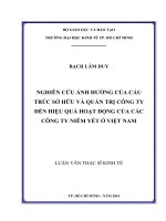 Nghiên cứu ảnh hưởng của cấu trúc sở hữu và quản trị công ty đến hiệu quả hoạt động của các công ty niêm yết ở việt nam 