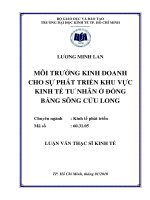 Môi trường kinh doanh cho sự phát triển khu vực kinh tế tư nhân ở đồng bằng sông cửu long 