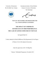 The impact of corporate governance on firm performance, the case of listed companies in vietnam 