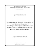 Tác động của các yếu tố kỹ năng cứng và các yếu tố kỹ năng mềm đến kết quả công việc của kỹ sư bán hàng lĩnh vực máy và thiết bị công nghiệp tại HCM 