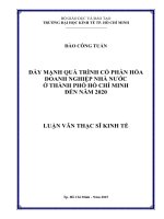 Đẩy mạnh quá trình cổ phần hóa doanh nghiệp nhà nước ở thành phố hồ chí minh đến năm 2020 
