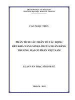 Phân tích các nhân tố tác động đến khả năng sinh lời của ngân hàng thương mại cổ phần việt nam 