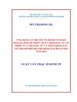 Ứng dụng lý thuyết về hành vi có kế hoạch (TPB) đế phân tích ý định đầu tư cổ phiếu của nhà đầu tư cá nhân khảo sát tại TPHCM giai đoạn đầu năm 2012 