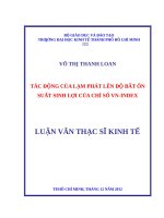 Tác động của lạm phát lên độ bất ổn suất sinh lợi của chỉ số VN   index , luận văn thạc sĩ 