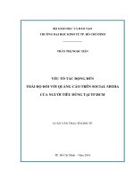 Yếu tố tác động đến thái độ đối với quảng cáo trên social media của người tiêu dùng tại tp HCM 