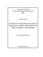 Các nhân tố tác động đến sự hài lòng của khách hàng tại những siêu thị thuộc hệ thống co opmart   TP  hồ chí minh , luận văn thạc sĩ 