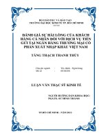 Đánh giá sự hài lòng của khách hàng cá nhân đối với dịch vụ tiền gửi tại ngân hàng thương mại cổ phần xuất nhập khẩu việt nam 
