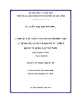 Đánh giá các nhân tố ảnh hưởng đến việc áp dụng chuẩn mực báo cáo tài chính quốc tế (IFRS) tại việt nam 