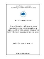Ảnh hưởng của chất lượng sống trong công việc đến sự hài lòng và kết quả công việc, nghiên cứu đối với nhân viên ngân hàng tại TP  hồ chí minh , luận văn thạc sĩ 